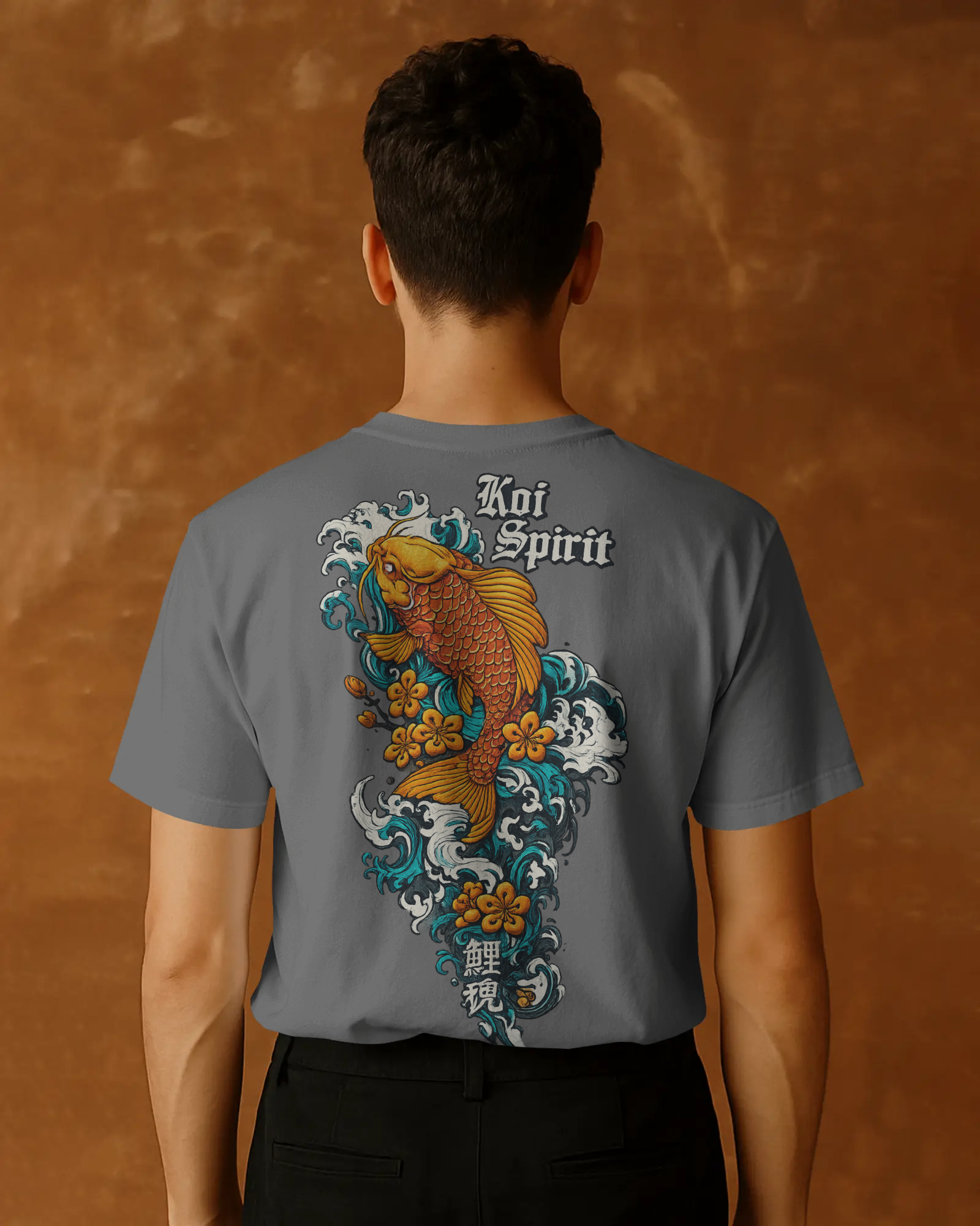 Koi Spirit Grey Graphic Tee
