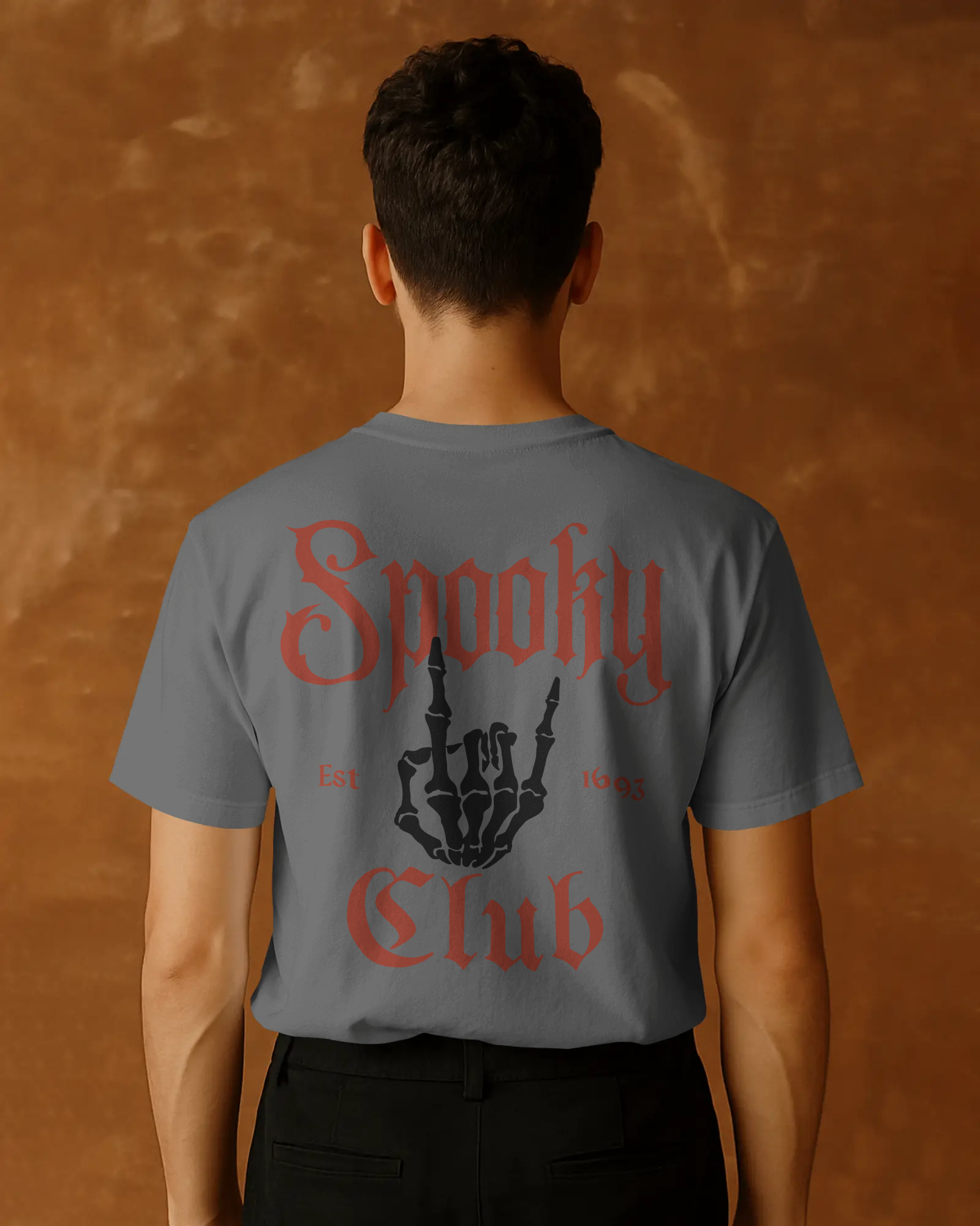 Grey Spooky Club Skeleton Tee