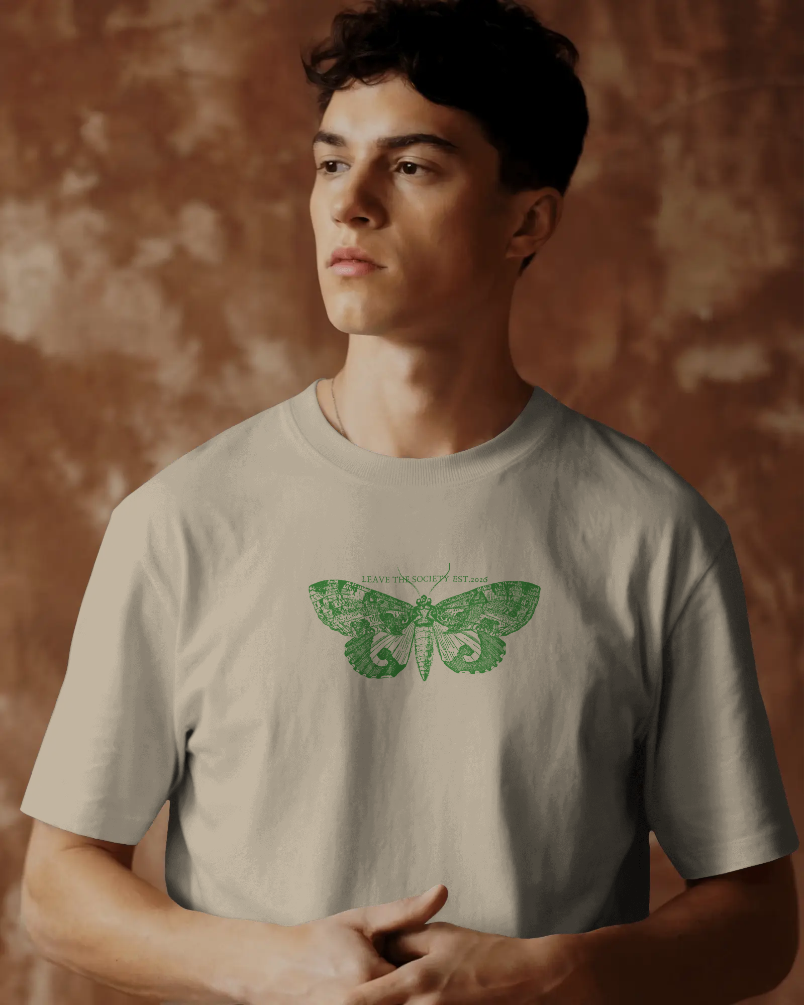 Vintage Green Moth Print